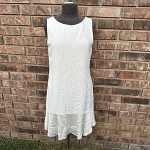 Theory Womens Dress Size 10 Warm Ivory Kensington Flirty Flare Low Back Designer